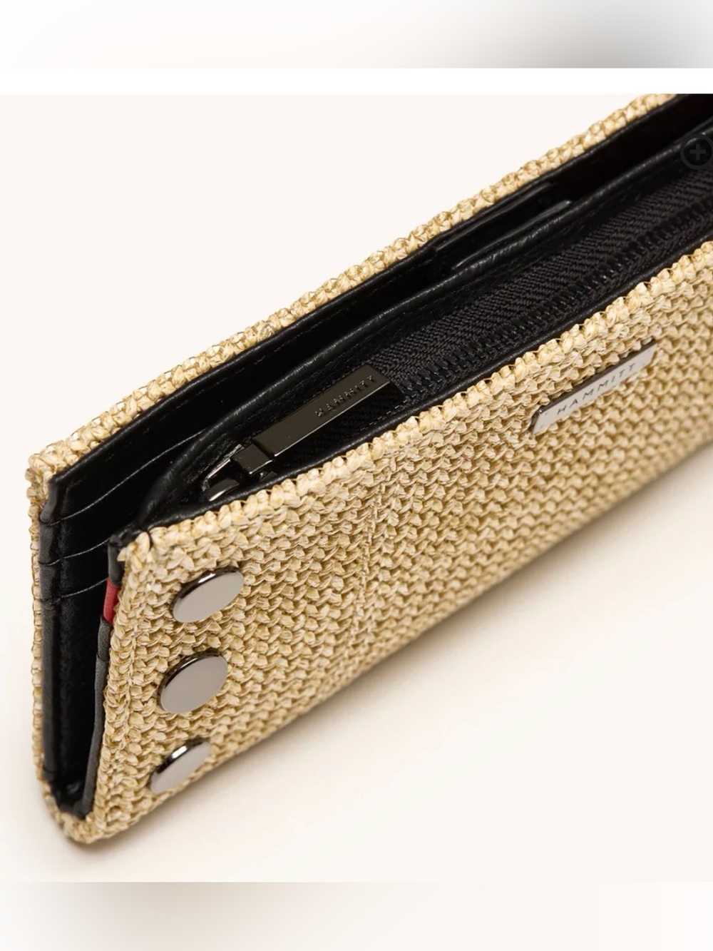 Hammitt 110 North Chaparral Raffia/Gunmetal Wallet; Preloved; Dust-bag - Picture 2 of 13